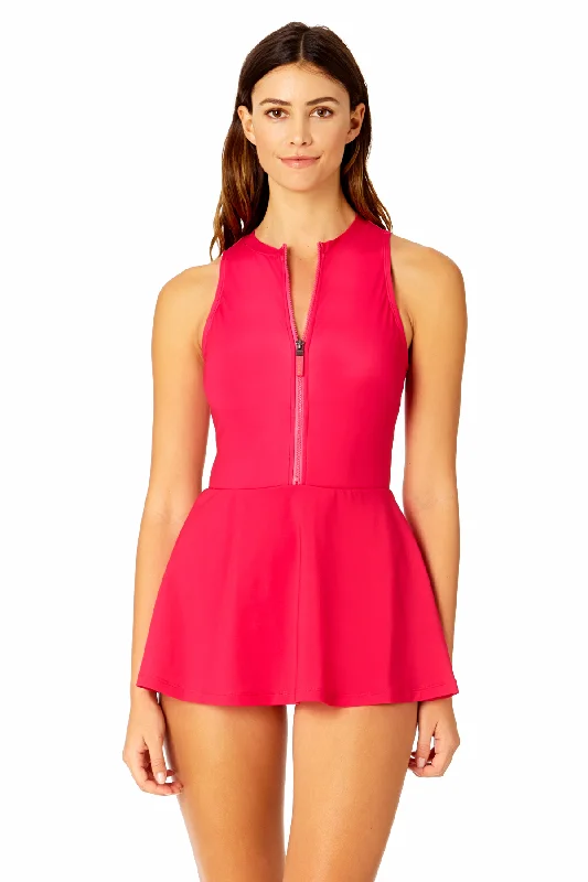 Cycling One-Pieces for Biking -Women's Solid Athletic Swim Dress