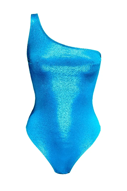 Halter One-Pieces for Chic -Amelia metallic ocean swimsuit