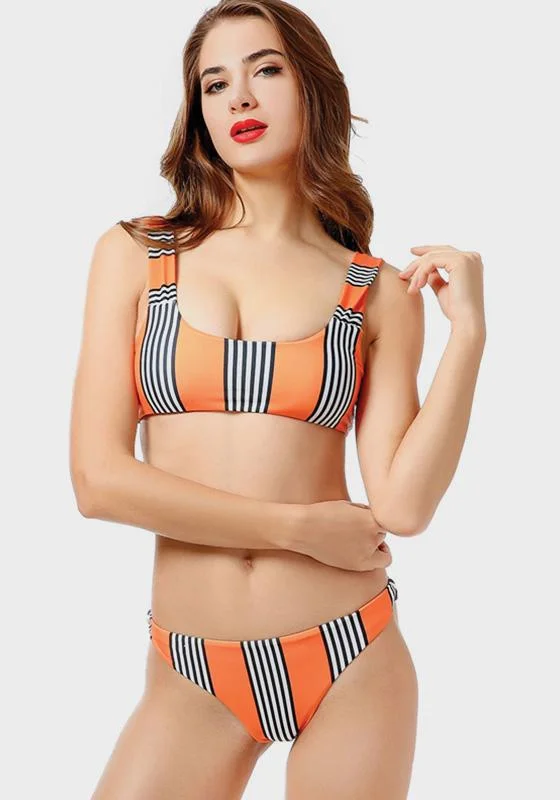 Padded swim sets for enhanced bust support -Veni Push Up Striped Beachwear