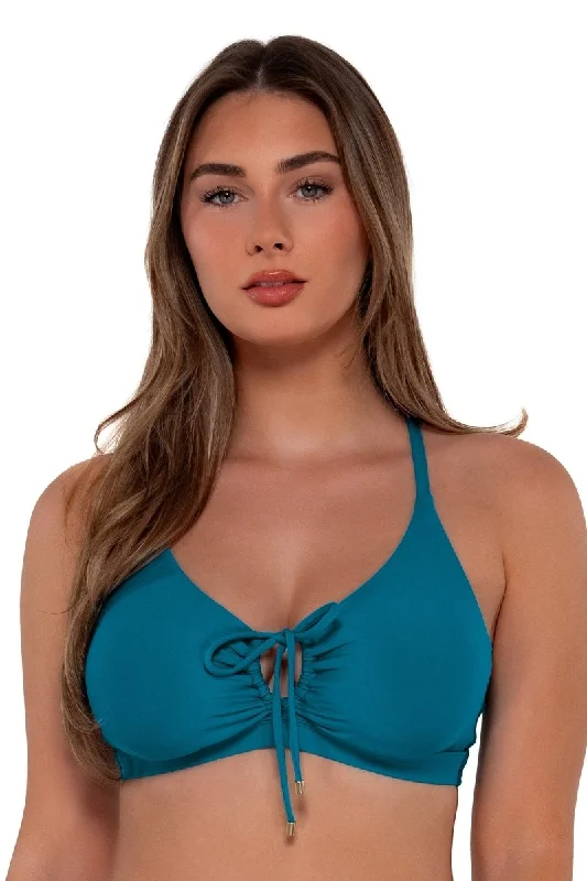 Punk One-Pieces with Spikes -SUNSETS SOLID KAUAI KEYHOLE BRA TOP