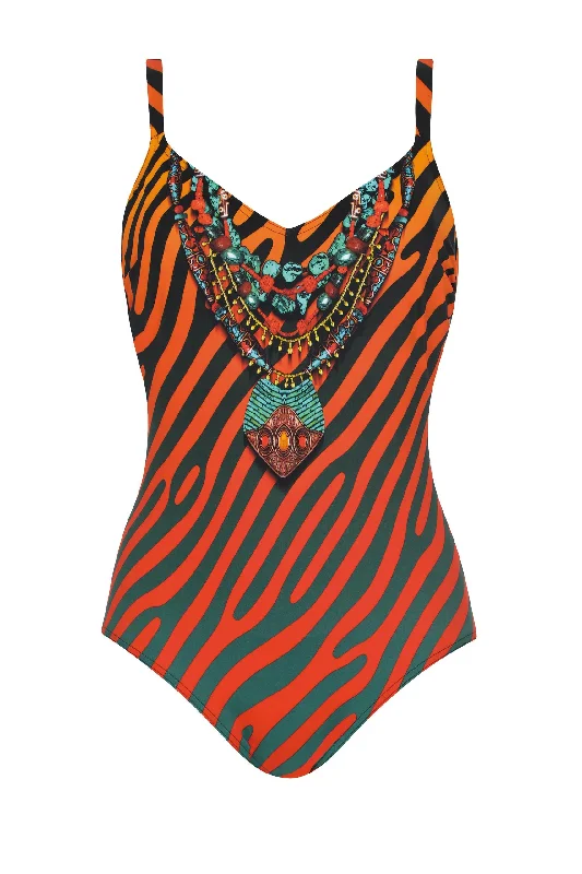 Nylon One-Pieces for Stretch -Sunflair Orange Gem One Piece