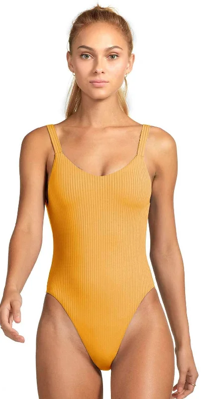 Cycling One-Pieces for Biking -Vitamin A EcoRib Leah One Piece Swimsuit in Marigold