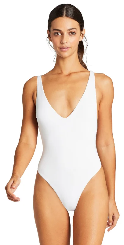 Peplum One-Pieces for Feminine -Vitamin A EcoLux Alana One Piece Swimsuit in White