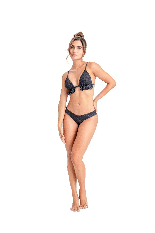 Cute bikini swim sets with tie-front detail -Bikini Guadalupe Negro Unicolor